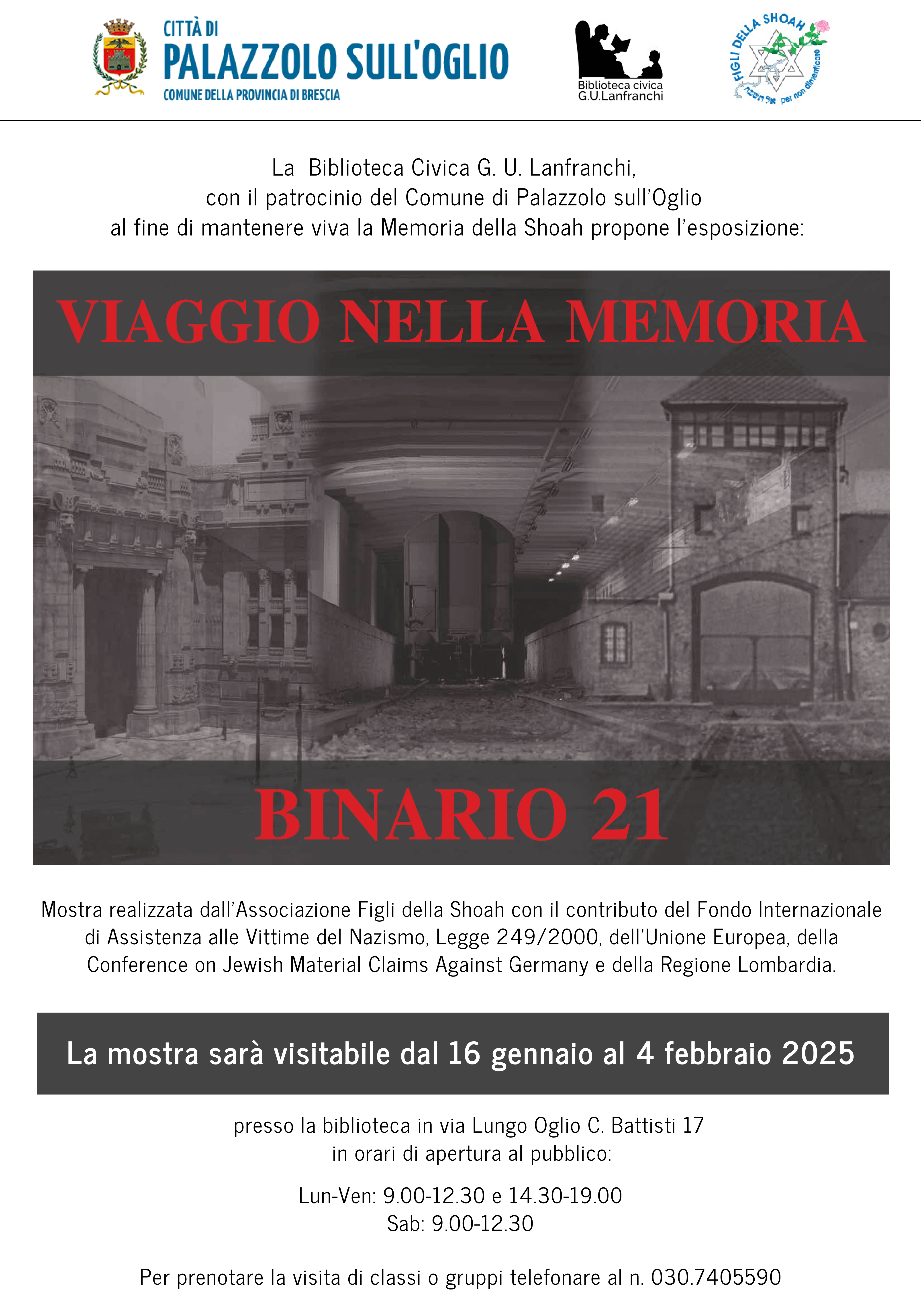 Mostra "Viaggio nella Memoria. Binario 21" a Palazzolo sull'Oglio (BS)